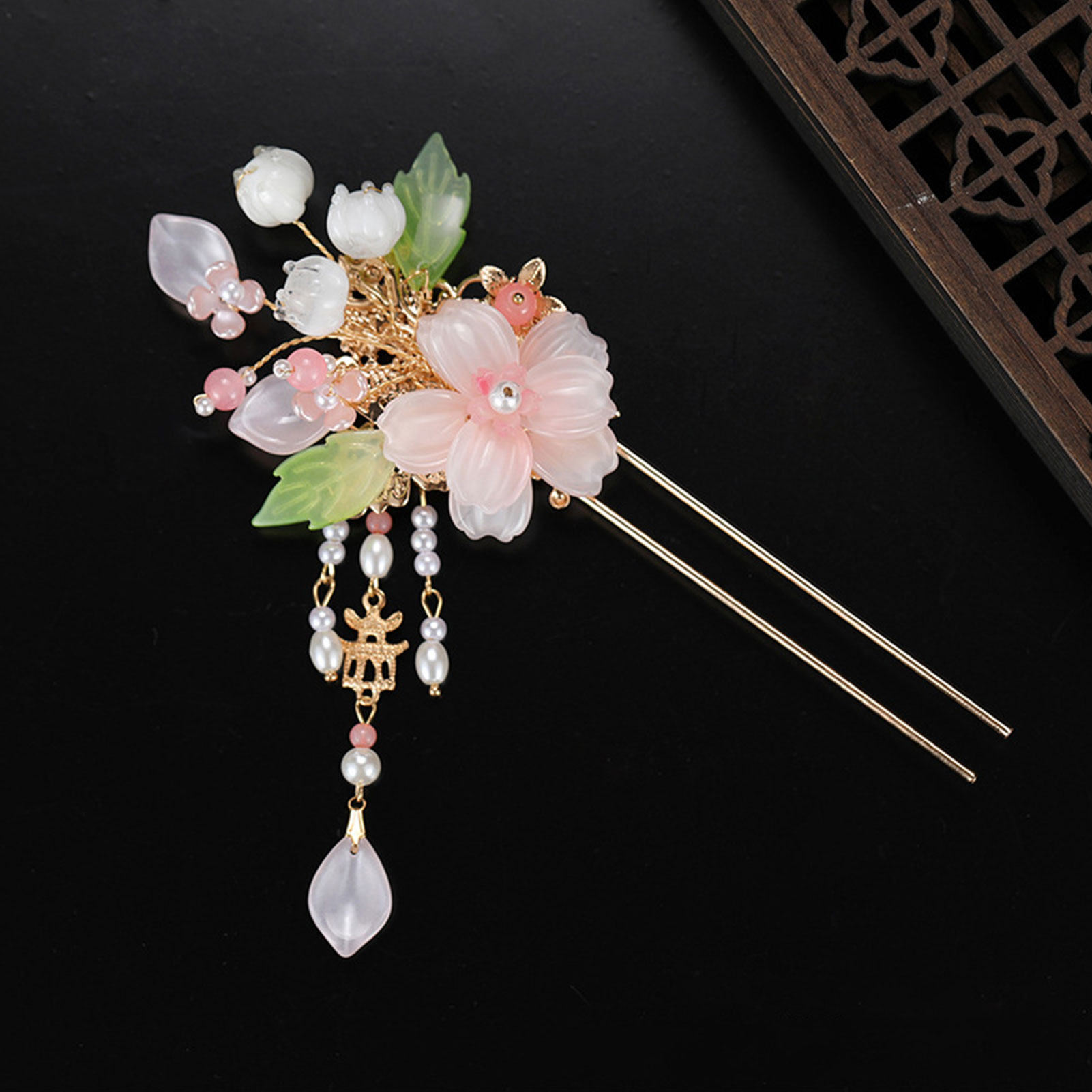 Pearl Hair Pin - Horquillas elegantes de flores rosas para