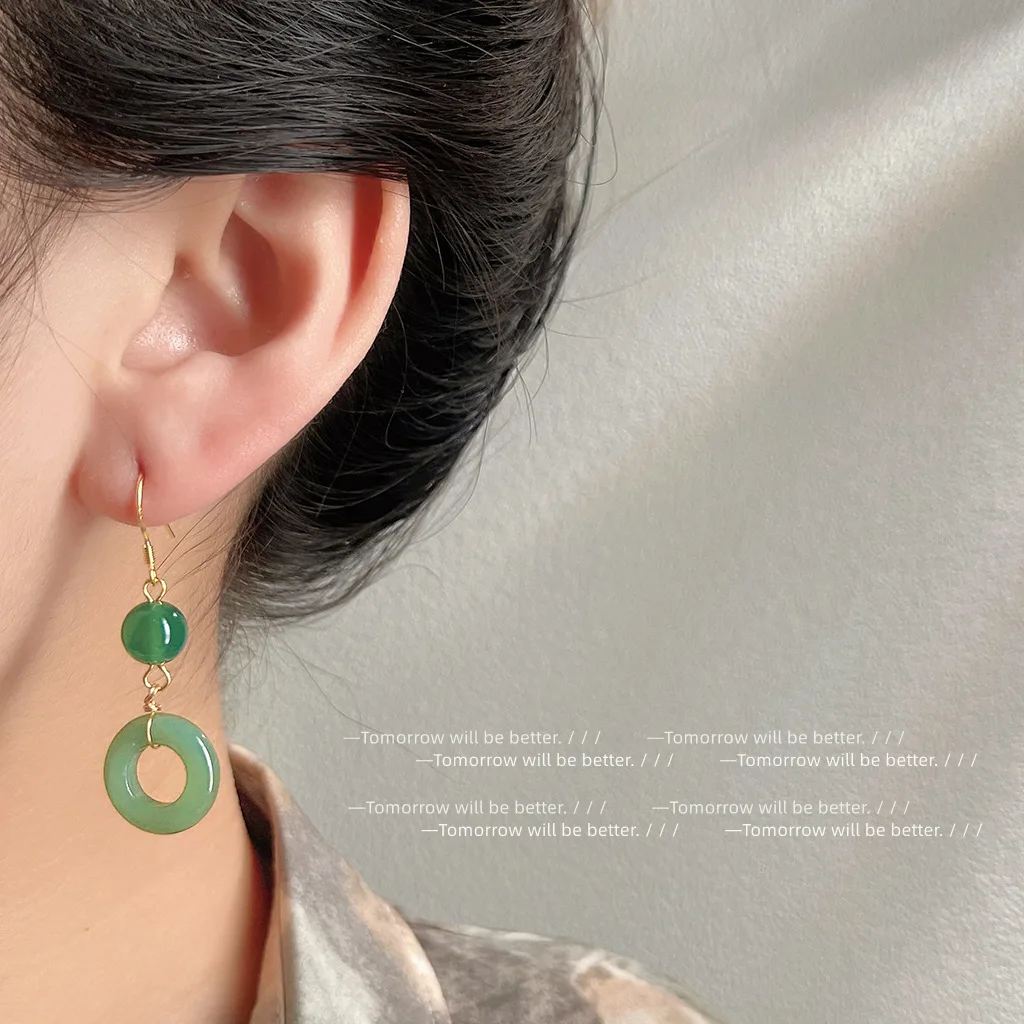 Women'S Accessories Rings - Pendientes de anillo de Jade auténtico