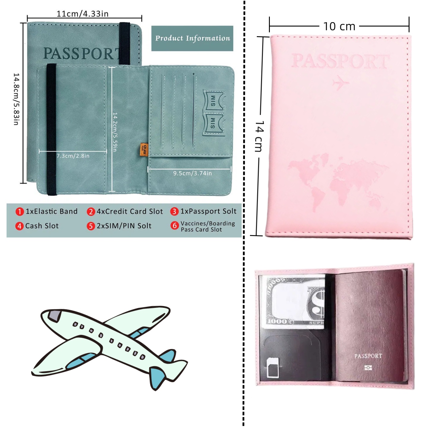 Women'S Accessories Wallet - Funda de Pasaporte Vintage con RFID