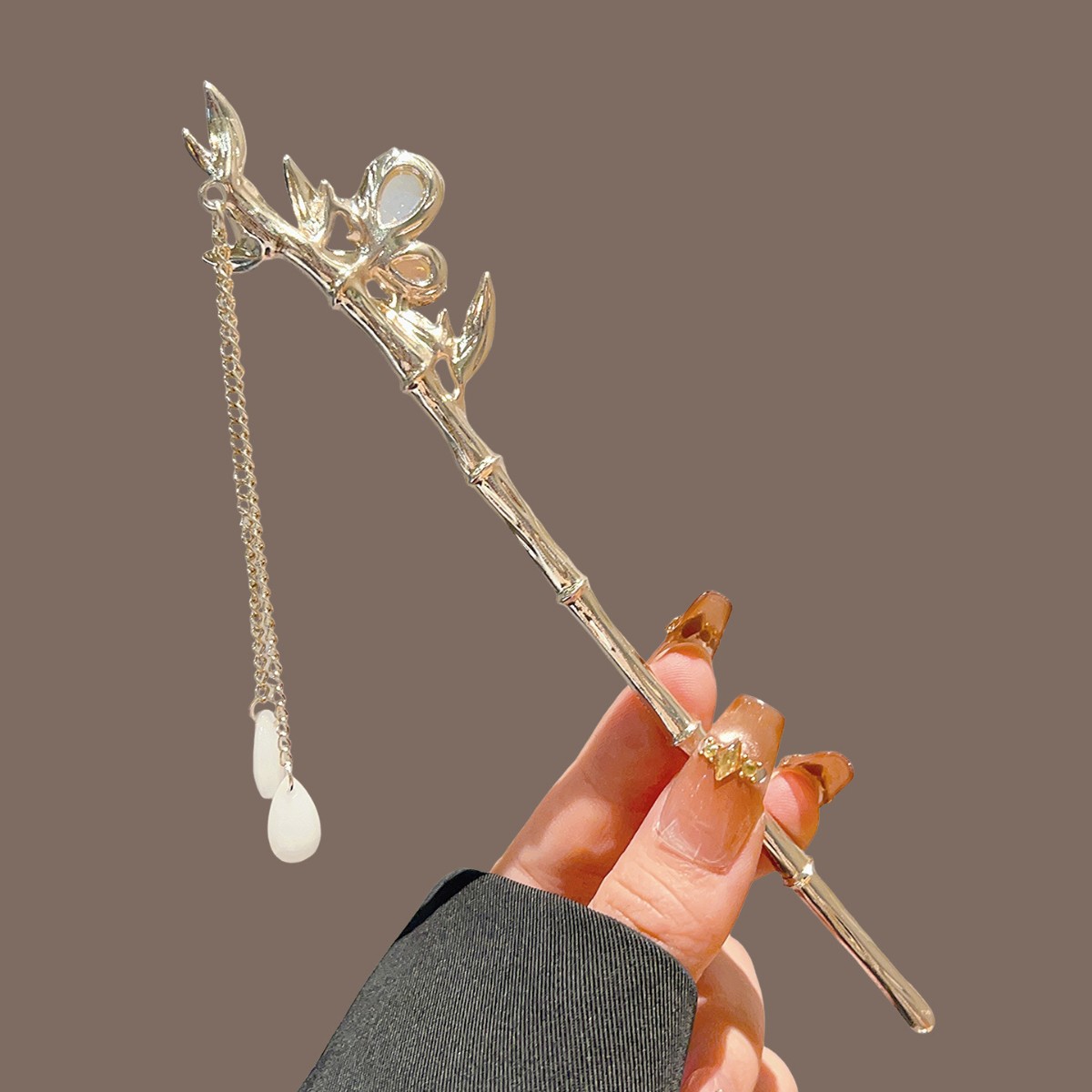 Horquilla de bambú verde con b - Pearl Hair Pin reseña y precio