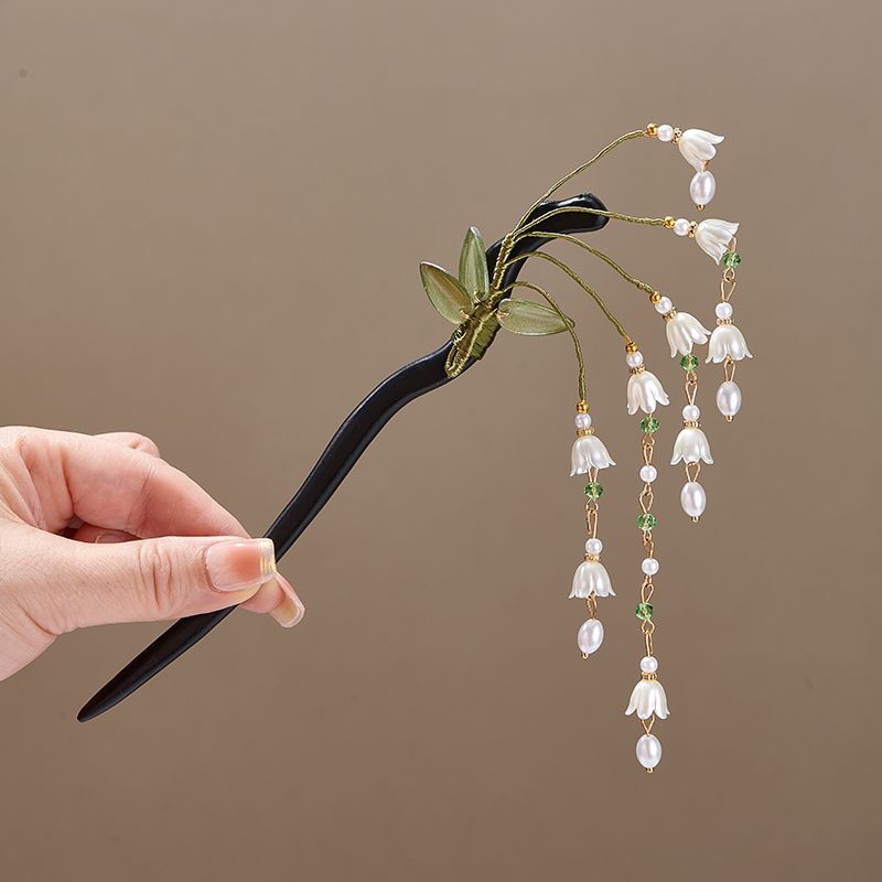 Horquilla de madera con flor v - Pearl Hair Pin reseña y precio